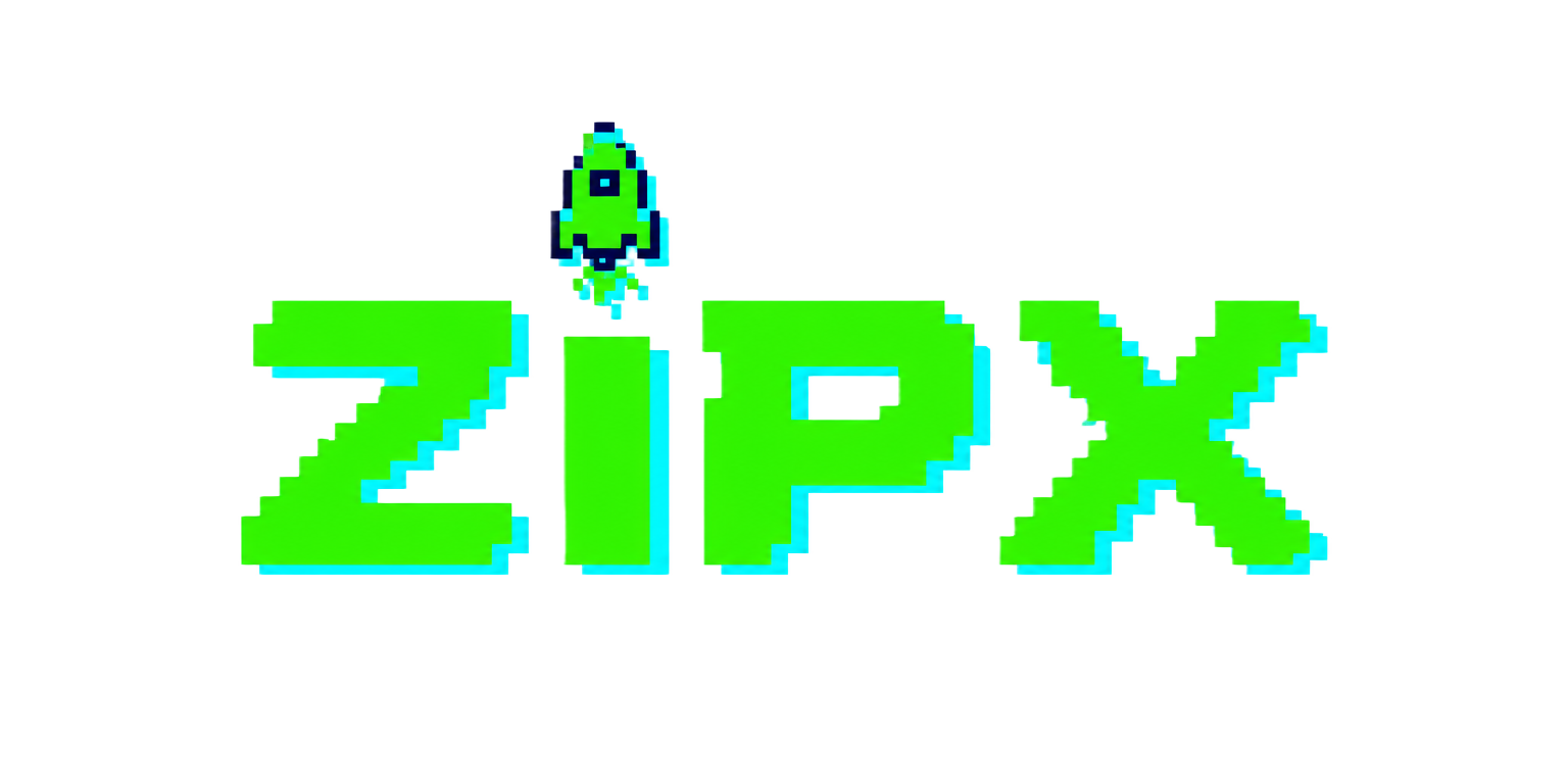 ZIPX pixel wordmark logo